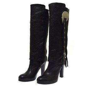 Thomas Wylde Tall Black Leather Silver Skull